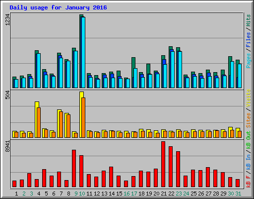 Daily usage for January 2016