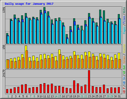 Daily usage for January 2017
