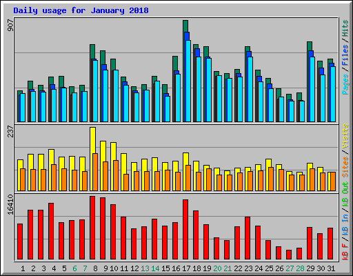 Daily usage for January 2018