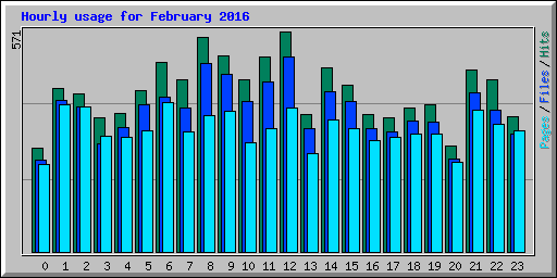 Hourly usage for February 2016