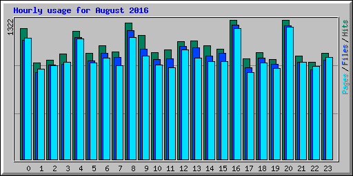 Hourly usage for August 2016